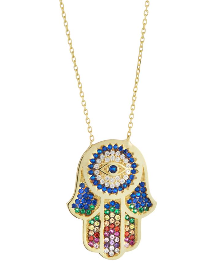 Rainbow Hamsa Pendant Necklace