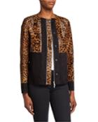 Suki Zip-front Suede & Leopard-print Calf Hair Jacket