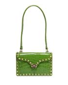 Croc-embossed Patent Leather Shoulder Bag, Green