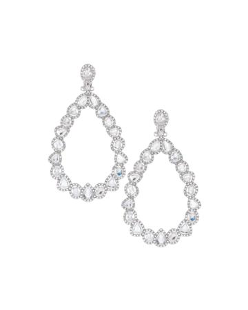 18k Open Diamond Pear Drop Earrings
