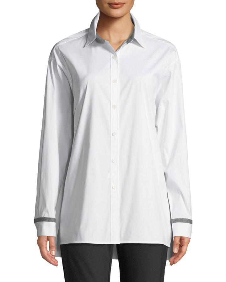 Jessie Long-sleeve Stretch-cotton Blouse