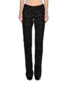 3d Floral Slim Pants, Black