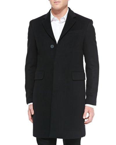 Single-breasted Wool/cashmere Coat, Black