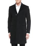 Single-breasted Wool/cashmere Coat, Black