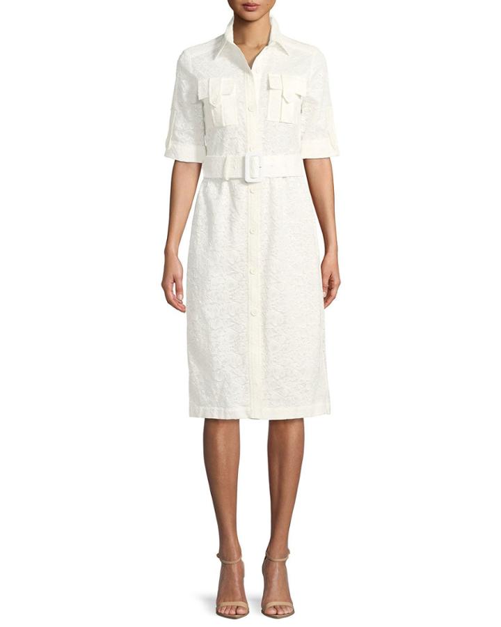 Short-sleeve Button-down Lace