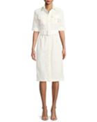 Short-sleeve Button-down Lace