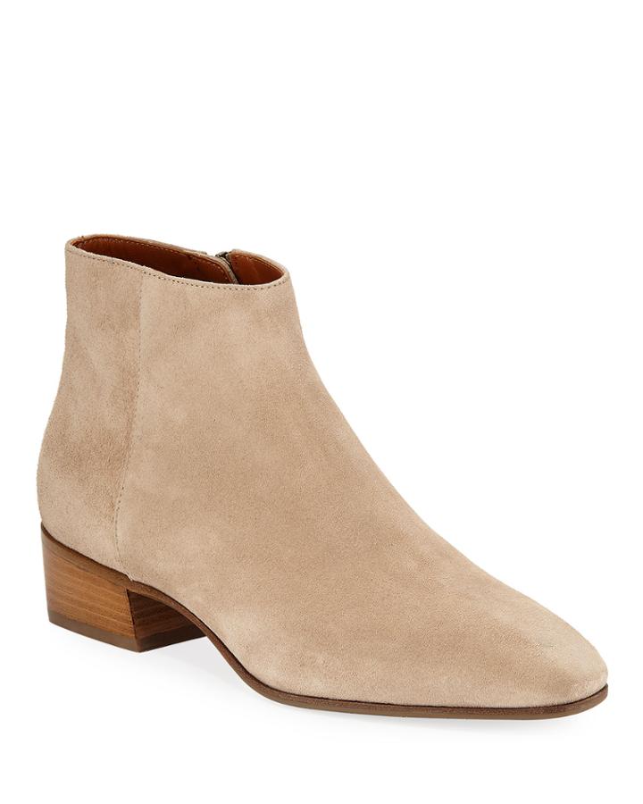 Fuoco Low-heel Suede Zip Booties