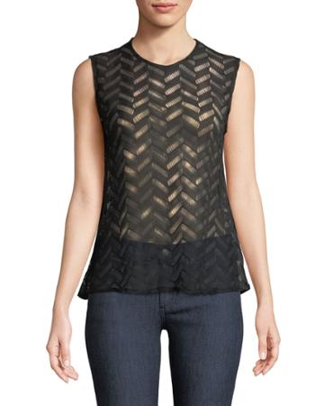 Geometric Open-stitch Tank Top