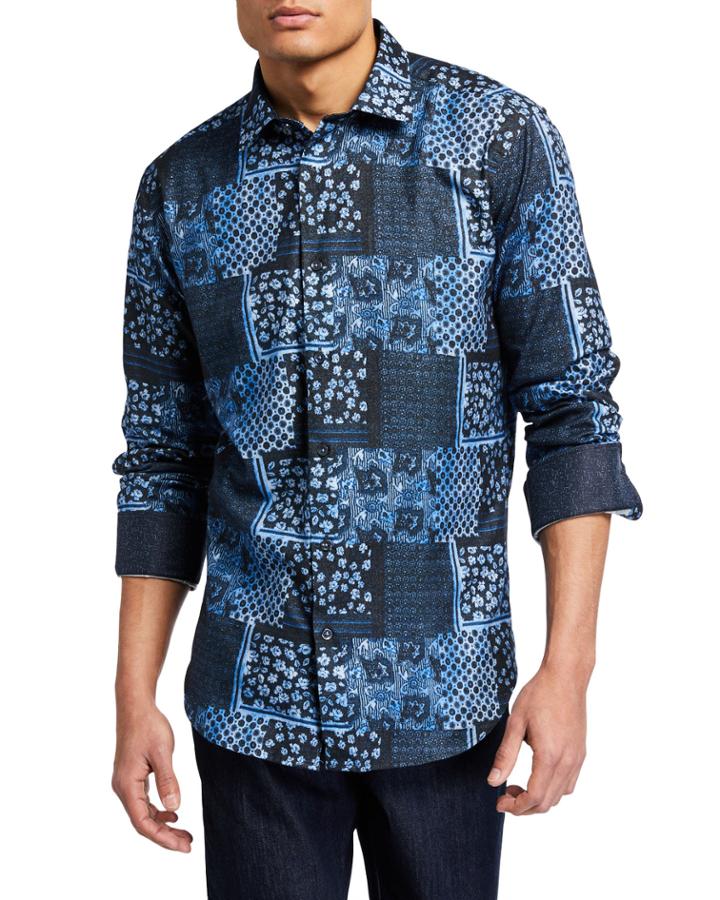 Men's Shaped-fit Patchwork