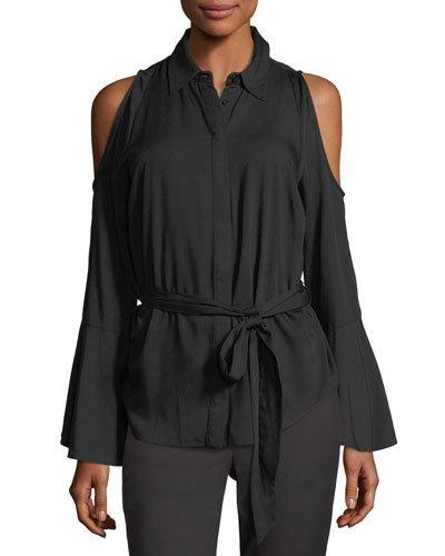 Tie-waist Cold-shoulder Blouse