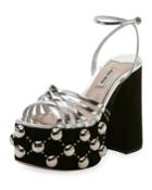 Bicolor Studded Suede Platform