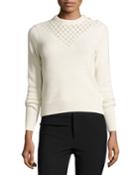 Pointelle-yoke Pullover