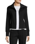 Stretch Jersey Zip-front Cardigan, Black