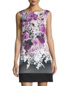 Floral-print Shift Dress, Purple