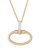 18k Classica Oval & Diamond Necklace, Rose/white