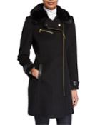 Asymmetric Coat With Faux Fur Collar