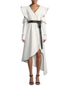 Alexis Belted Cold-shoulder High-low A-line Dress