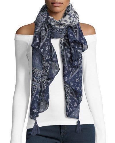 Bandana-print Tassel-trim Oblong