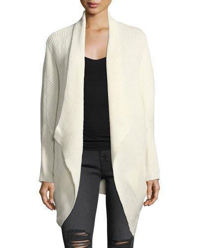 Draped Ribbed Cardigan