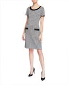 Checker Knit Contrast Trim Dress