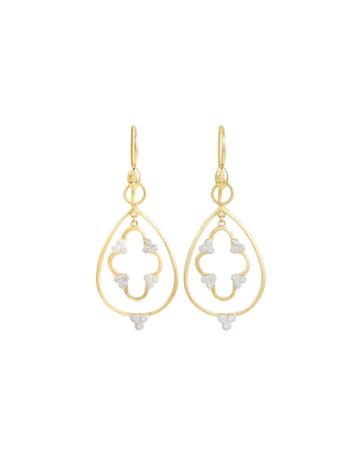 18k Gold Teardrop & Clover Diamond Earring Charms