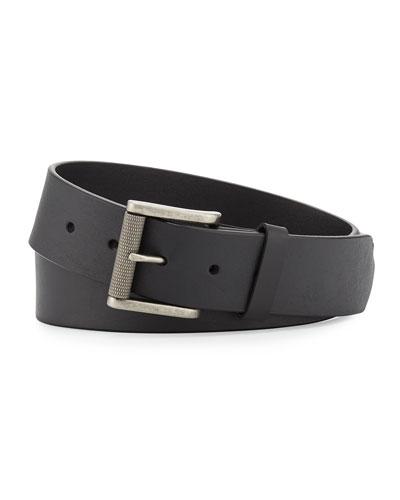 Leather 38mm Buckle Belt, Black