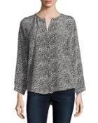 Printed Silk Blouse, Caviar/porcelain