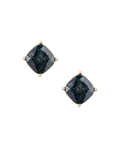 Cushion-cut Cz Speckle Stud Earrings, Black