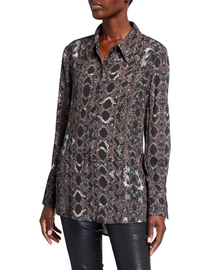 Joely Snake Button-down Long-sleeve