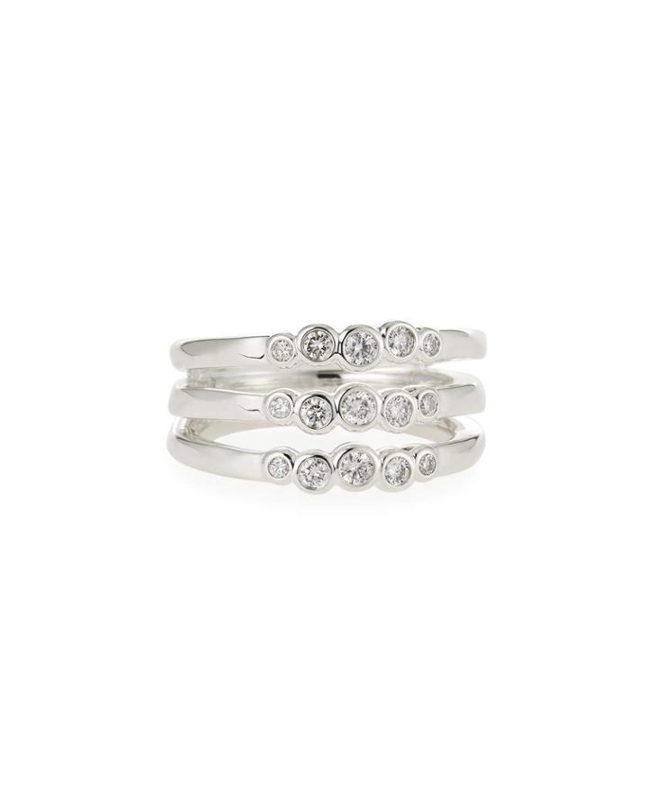 Silver Glamazon Stardust Triple Band Ring With Diamonds