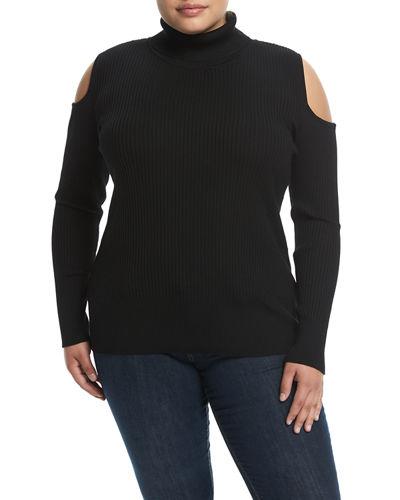 Cold-shoulder Turtleneck Sweater,