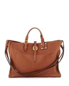 Pebbled Leather Studded Tote Bag