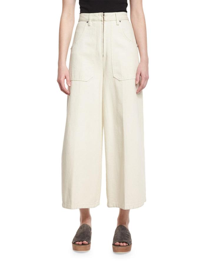 Patch-pocket Culottes, Ivory