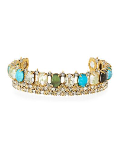 Multicolor Crystal Lace Cuff Bracelet