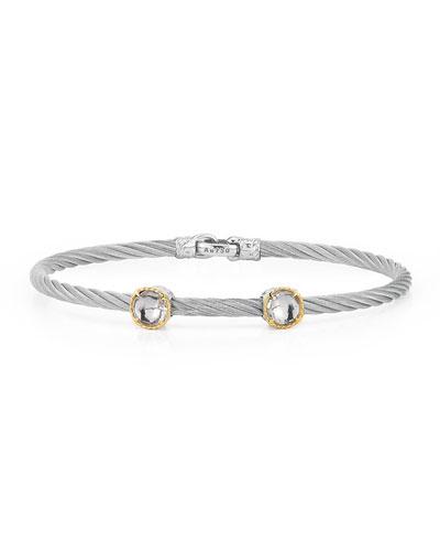 Double Topaz Station Cable Bracelet, Gray