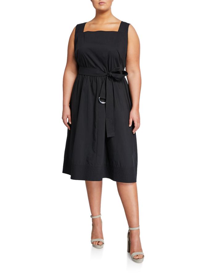 Plus Size Armilla Square-neck Belted Dress