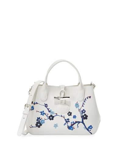 Roseau Medium Floral Satchel Bag, White