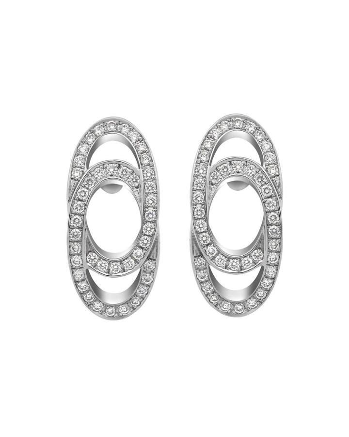 Interlocking 18k White Gold Diamond Earrings