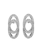 Interlocking 18k White Gold Diamond Earrings