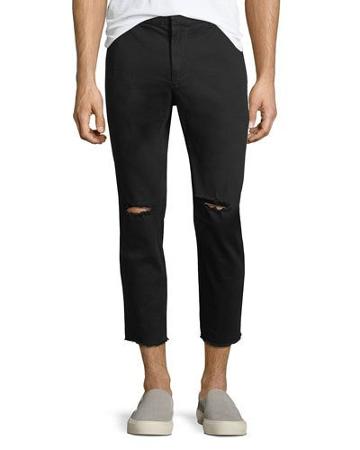 Distressed Stretch-twill Crop Pants
