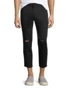 Distressed Stretch-twill Crop Pants