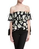 Orchid Kahlia Off-the-shoulder Floral-printed Blouse