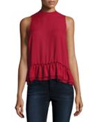 Chiffon Ruffle-hem Tank Top