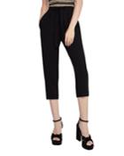Mid-rise Pegged Cropped Belted Pants
