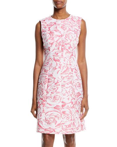 Textured Jewel-neck A-line Dress