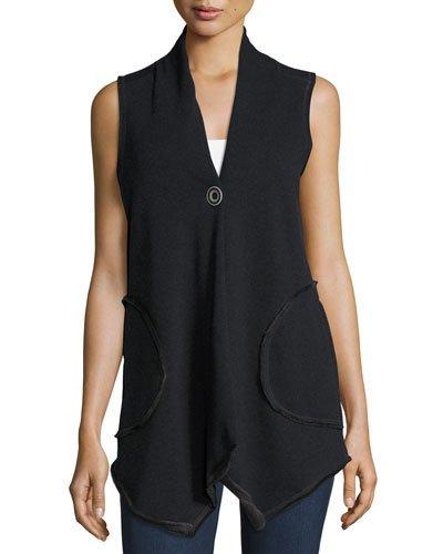 Sleeveless Handkerchief Hem Vest, Charcoal