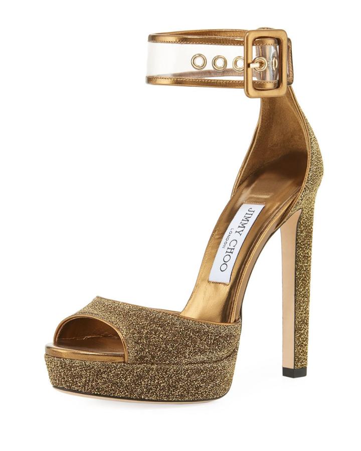 Mayner Metallic Fabric High Dressy Platform