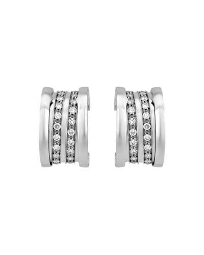 B.zero1 18k White Gold Pave Diamond Hoop Earrings