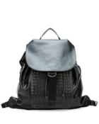 Men's Woven Leather Backpack, Black