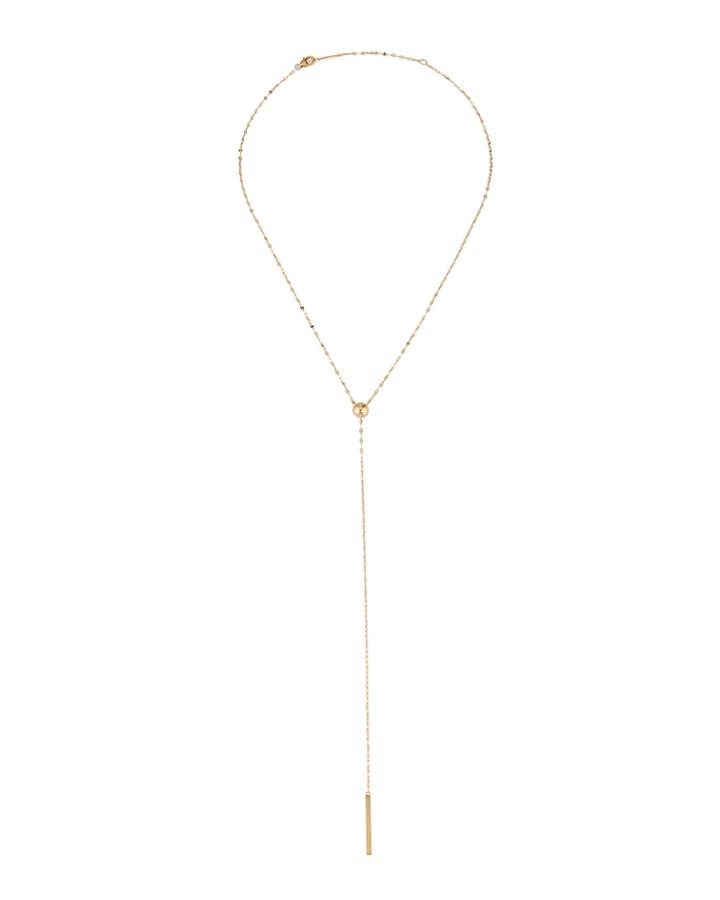 14k Gold Bead Y-drop Lariat Necklace